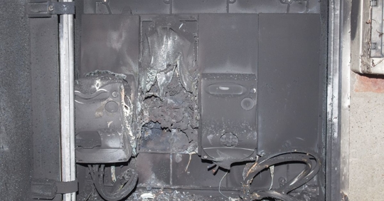 panelboard damaged by power surge