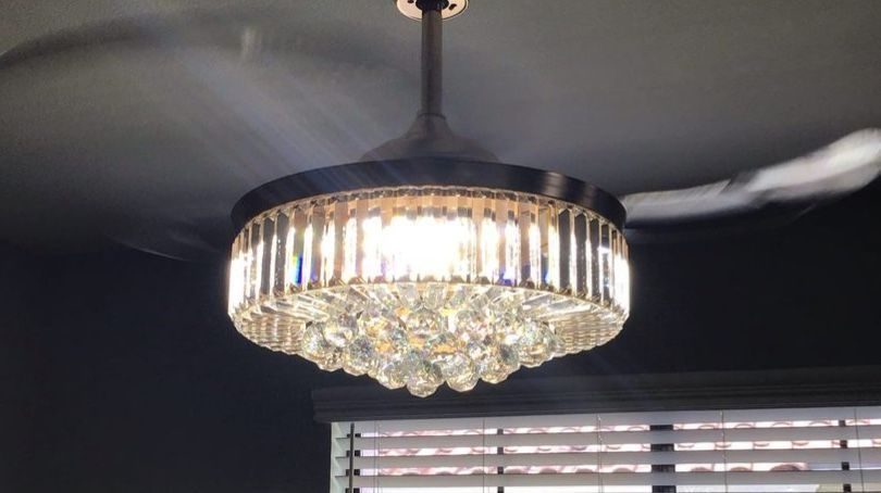A light installed into a ceiling fan.