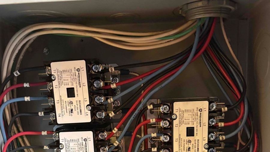 Wiring in a switch box.